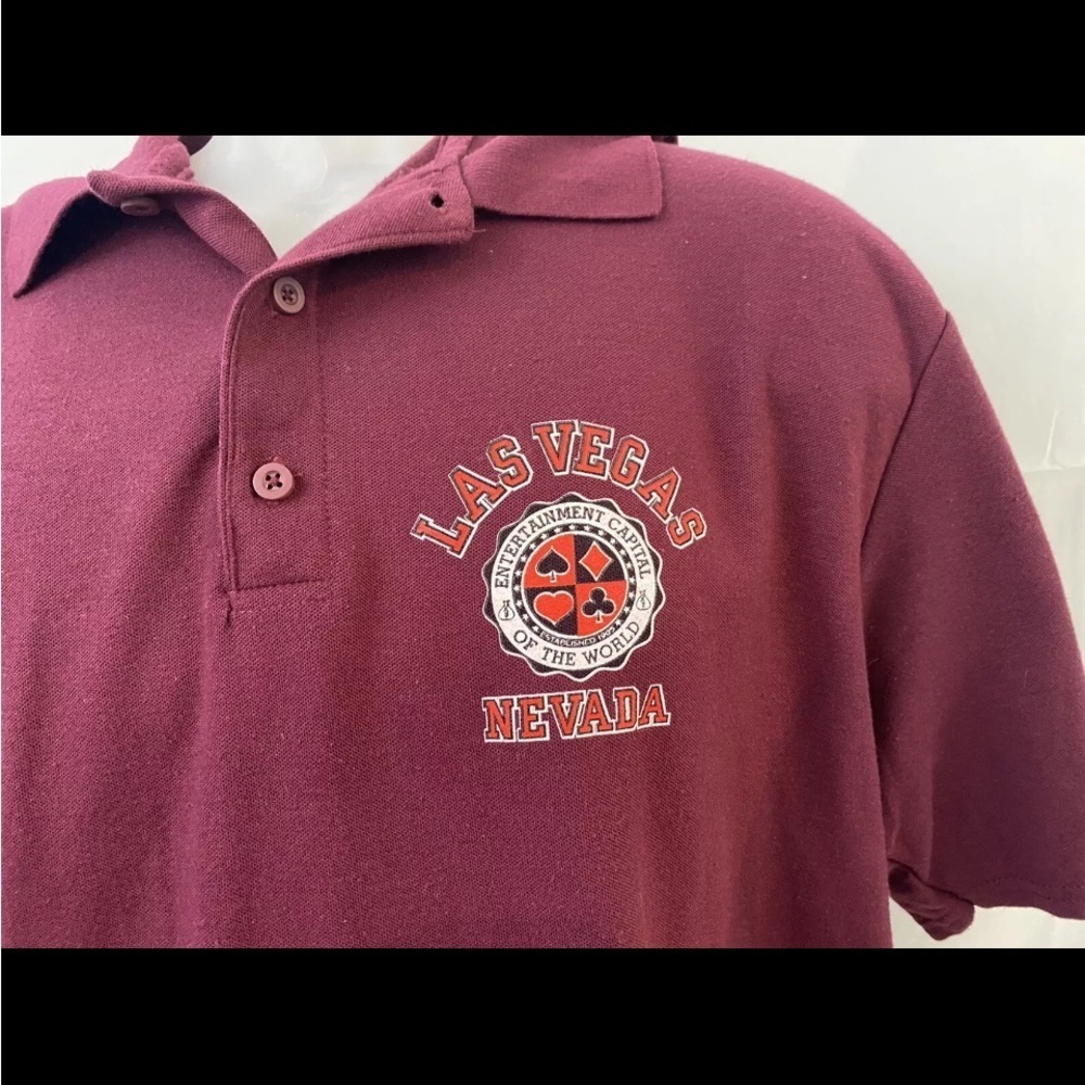 Las Vegas Nevada Entertainment Capital Poker Polo Mens XL Purple Short Sleeve A1 - Picture 2 of 5